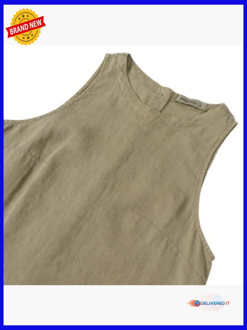 100% Linen Sleeveless Tank Top with Back Button Closure - Picture 5 of 7